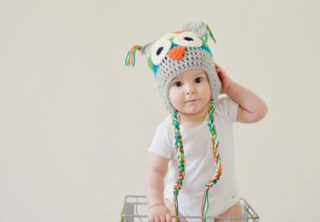 a baby wearing a hat