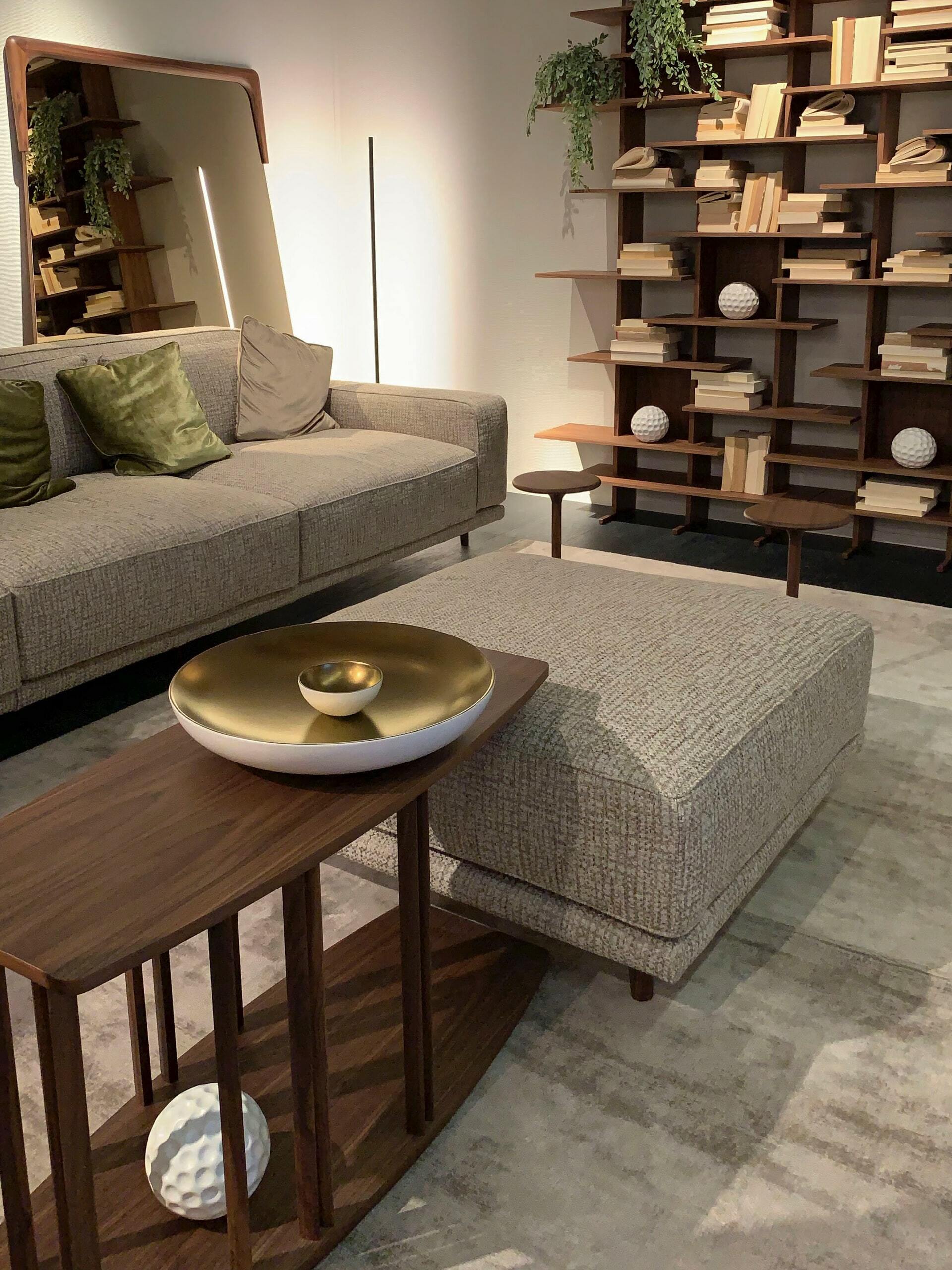 a living room with a couch and coffee table