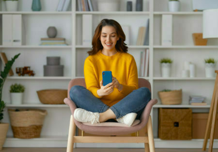a woman sitting on a chair