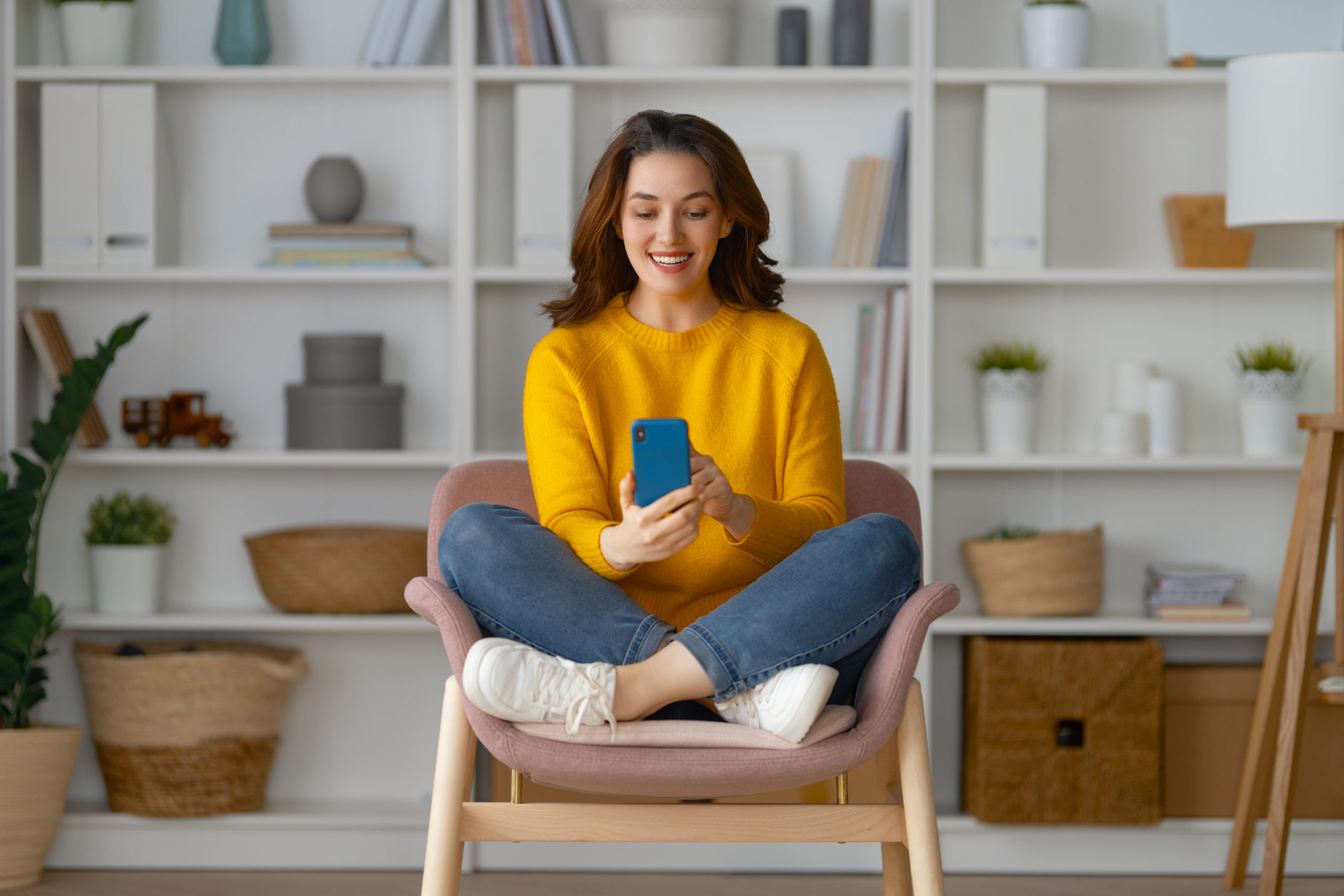a woman sitting on a chair