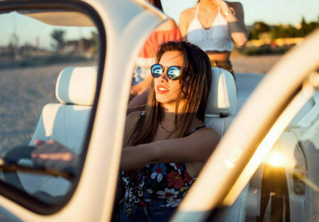 a person driving a car